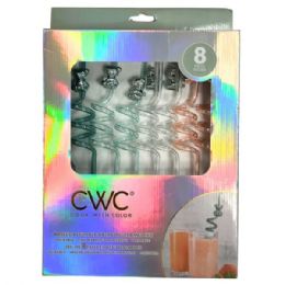 8 pieces Cook With Color 8 Piece Teal And Gold Teddy Bear Bpa Free Swirly Plastic Straw Set - Straws and Stirrers