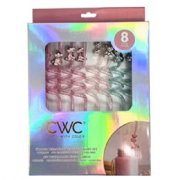8 pieces Cook With Color 8 Piece Pink And Blue Teddy Bear Bpa Free Swirly Plastic Straw Set - Straws and Stirrers