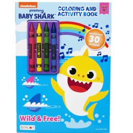 24 Pieces Baby Shark Coloring And Activity Book W/4 Crayons - Coloring & Activity Books