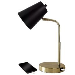Desk Lamp Brass With Black Shade - Lamps and Lanterns