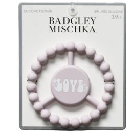 100 Pieces Light Purple Silicone Peace Teether With "love" Text - Baby Accessories