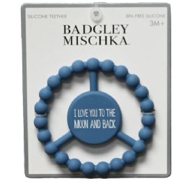 100 Pieces Blue Silicone Peace Teether With "i Love You To The Moon And Back" Text - Baby Accessories