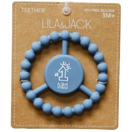 100 Pieces Dusty Blue Silicone Peace Teether With "#1 Baby" Text - Baby Accessories