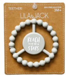 100 Pieces Gray Silicone Peace Teether With "reach For The Stars" Text - Baby Accessories