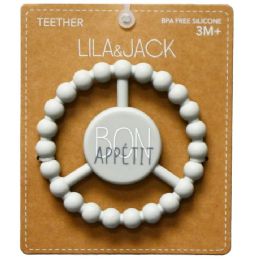 100 Pieces Gray Silicone Peace Teether With "bon Apetite" Text - Baby Accessories