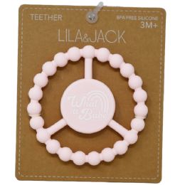 100 Pieces Pink Silicone Peace Teether With "what A Babe" Text - Baby Accessories