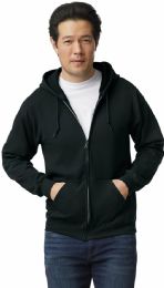 24 Pieces Unisex Black Zipper Hoodie Cotton Fleece Lining 280gsm Assorted Sizes S-2x - Mens Sweat Shirt