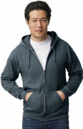 24 Pieces Unisex Charcoal Zipper Hoodie Cotton Fleece Lining 280gsm Assorted Sizes S-2x - Mens Sweat Shirt