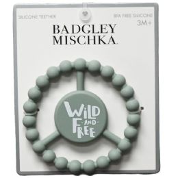 100 Pieces Sage Silicone Peace Teether With "wild And Free" Text - Baby Accessories