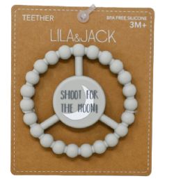 100 Pieces Gray Silicone Peace Teether With "shoot For The Moon" Text - Baby Accessories