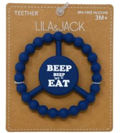 100 Pieces Navy Silicone Peace Teether With "beep Beep Time To Eat" Text - Baby Accessories