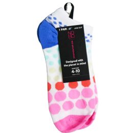 24 Pieces 1pk Ombre Dot Ns Socks Size 9-11 - Womens Ankle Sock