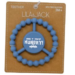 100 Pieces Dusty Blue Silicone Peace Teether With "honk If You're Hungry" Text - Baby Accessories