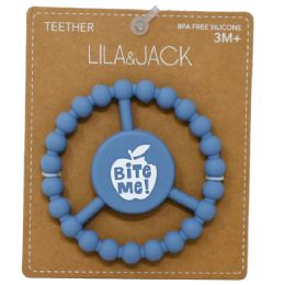 100 Pieces Dusty Blue Silicone Peace Teether With "bite Me!" Text - Baby Accessories