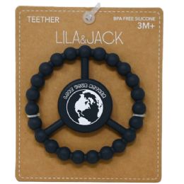 100 Pieces Navy Silicone Peace Teether With Earth Print - Baby Accessories