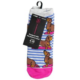 24 Pieces 1pk Dog Yoga Ns Socks Size 9-11 - Womens Ankle Sock