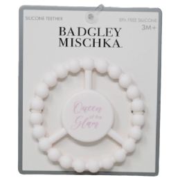 100 Pieces White Silicone Peace Teether With "queen Of The Glam" Print - Baby Accessories