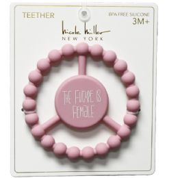 100 Pieces Rose Silicone Peace Teether With "the Future Is Female" Print - Baby Accessories