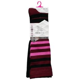 60 Pieces 2pk S/m Ladies Fashion Black Pattern Compression Socks - Womens Crew Sock