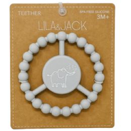 100 Pieces Gray Silicone Peace Teether With Elephant Print - Baby Accessories