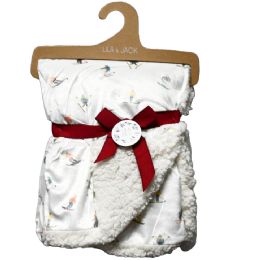 48 Pieces White Ground Skiers Print Mink/sherpa Blanket 30-inchx40-inch - Fleece & Sherpa Blankets