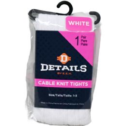 60 Pieces 1pk White Details Cable Knit Tights Size 1-3 - Girls Knee Highs