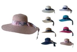 24 Pieces of 24 Women Summer Hat With Cloth Tie
