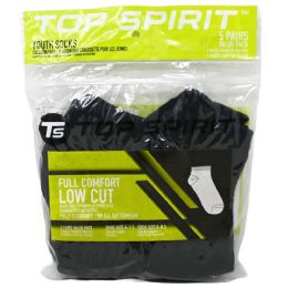 30 Pieces of 5pk Small Black Full Cushioned Low Cut Socks