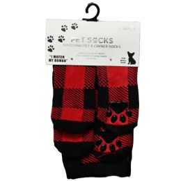 36 Pieces Pet And People Red Plaids Matching Socks Sets - Pet Accessories