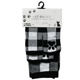 36 Pieces Pet And People Black Plaids Matching Socks Sets - Pet Accessories