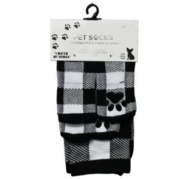 36 Pieces Black Plaid Socks - Pet Accessories