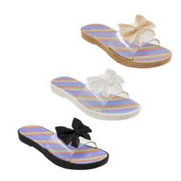 Wholesale Footwear Women Rainbow Glitter Slide Sandal W/butterfly 3-Asst Colors/5-Asst Size