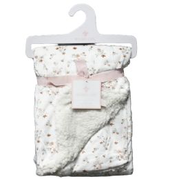 48 Pieces Blush Ditsy Floral Printed Mink & Sherpa Blanket - Fleece & Sherpa Blankets