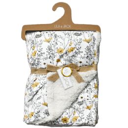 48 Pieces Wildflower Print Mink & Sherpa Blanket - Fleece & Sherpa Blankets