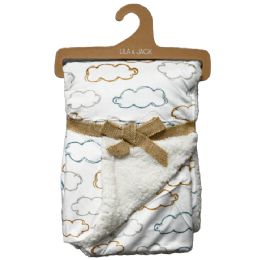 48 Pieces Cloud Printed Mink & Solid Sherpa Blanket - Fleece & Sherpa Blankets