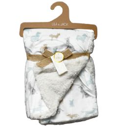 48 Pieces Watercolor Dog Design Mink & Sherpa Blanket - Fleece & Sherpa Blankets