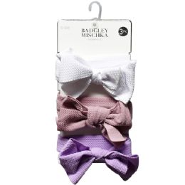 72 Packs 3-Piece Knot Headbands Set (white, Gray, & Mauve) 0-3mons - Baby Accessories