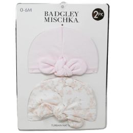 24 Packs 2-Piece Knot Hats Set (light Pink & Floral Print) - Baby Accessories
