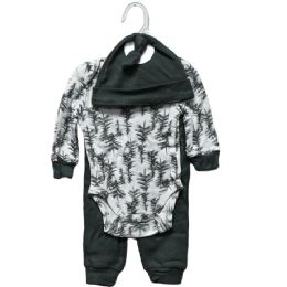 48 Sets 3-Piece Trees Grey Jogger Set - Baby Apparel