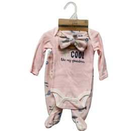 48 Sets 3-Piece Bear Pink Footed Pant Set - Baby Apparel