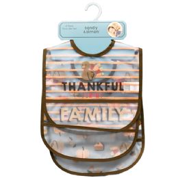 48 Sets 3-Piece "thankful" Peva Bibs Set (wipeable) - Baby Accessories
