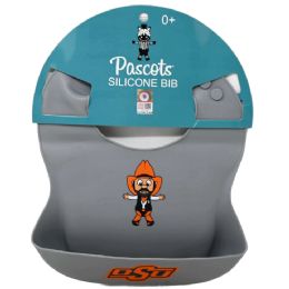 18 Pieces Gray Oklahoma State Cowboys (osu) Silicone Bib - Baby Accessories