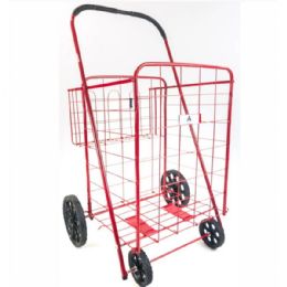 2 Pieces Large Collapsible Shopping Cart With Front Storage - Home Accessories