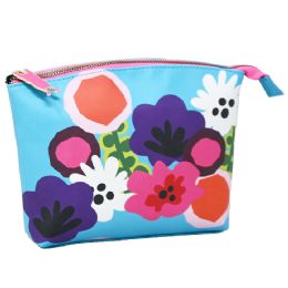 40 Pieces Bright Floral Print Cosmetic Pouch With Pink Zipper - Cosmetic Cases