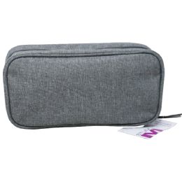 24 Pieces Grey Linen ZiP-Around Cosmetic Bag - Cosmetic Cases