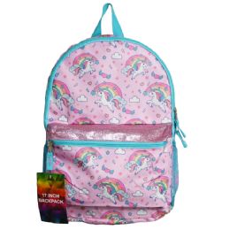 24 Pieces 17-Inch Girls' Rainbow Unicorns Backpack (sugar Plum/capri) - Backpacks 17"
