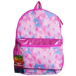 24 Pieces 17-Inch Girls' Folded Hearts Backpack (pink/lilac) - Backpacks 17"
