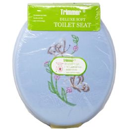 6 Pieces Sky Blue Embroidered Soft Toilet Seat - Bathroom Accessories