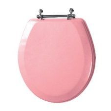 6 Pieces Pink Premium MDF Toilet Seat with Metal Hinges - Bathroom Accessories