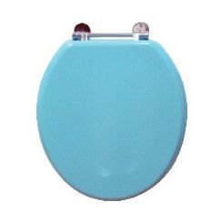 6 Pieces Light Blue Premium MDF Toilet Seat with Metal Hinges - Bathroom Accessories
